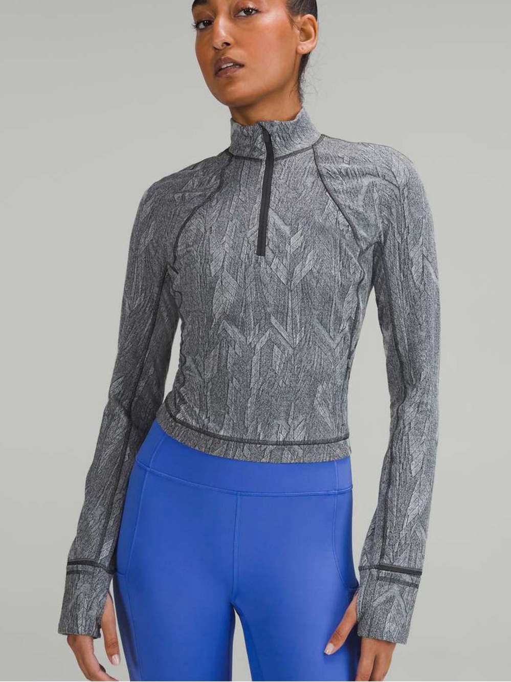 Lululemon it’s Rulu Run cropped half zip long sleeve - reverberate chevron mini